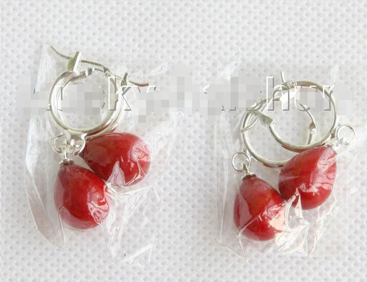 

FREE SHIPPING>>> 2 piece 10X12mm drip red south sea shell pearls Earrings j11104Noble style Natural Fine jewe fast SHIPPING