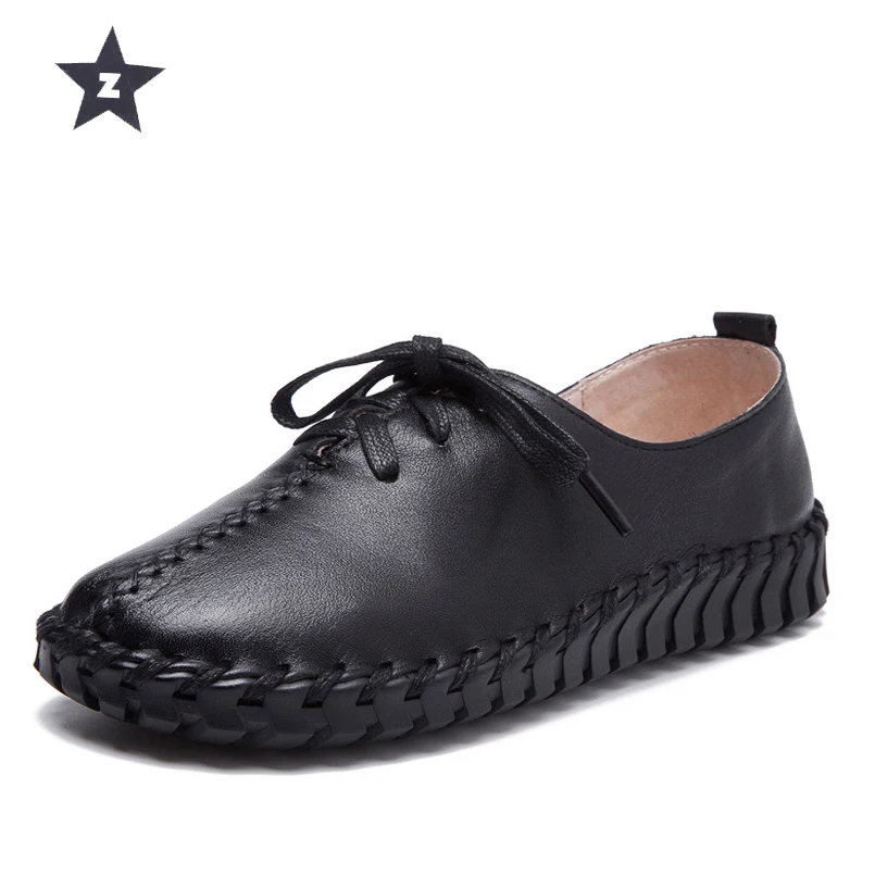

Z loafers women shoes genuine leather design hand-sewn bow casual soft comfortable female shoes oxford flat shoes women