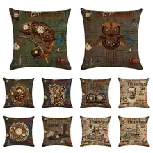 1 Pcs Vintage Animal Clock Typewriter Sewing Machine Cushion Cover Pillowcase Pillow Covers For Home