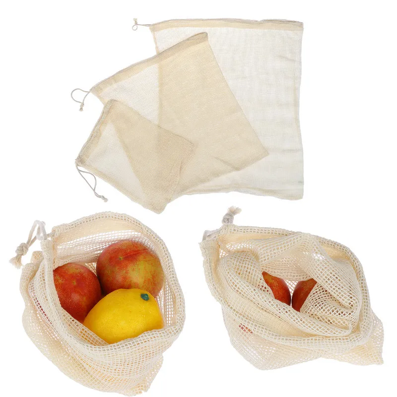 

One Or 3Pcs Eco Friendly Storage Bag Reusable Produce Bags Mesh Fruit Vegetable Ecologico Storage Bags Home Kitchen Organizer