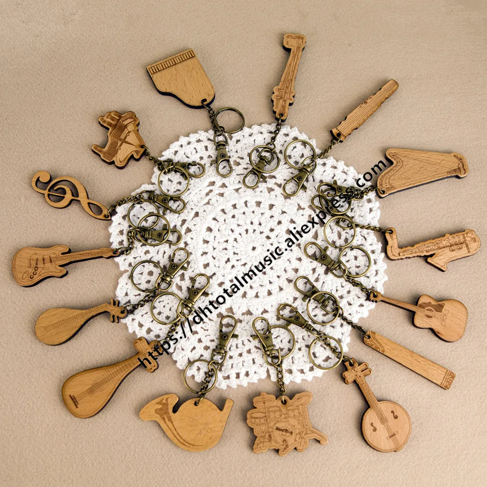 

Violin Piano Guitar Drum Harp Keychain Keyring Wood Miniature Musical Instrument Key Chain Key Ring Keyholder Pendant Gift