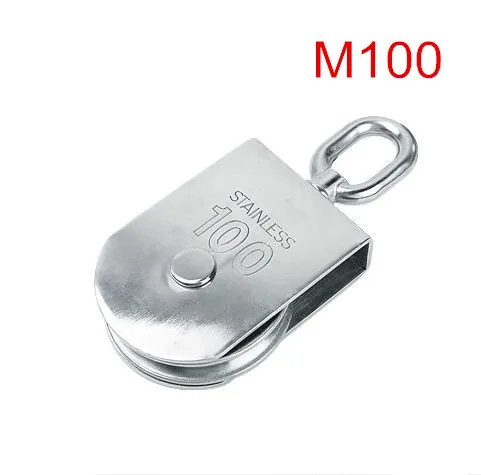 

1pcs M100 High Quality Stainless Steel Heavy Duty Steel Single Wheel Swivel Lifting Rope Pulley Block