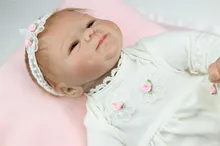 Happy Smile 45cm 18inch Silicone Baby Doll For Sale With Fairlady Like Cotton Dress Classic Bebe Reborn De Silicone For Children
