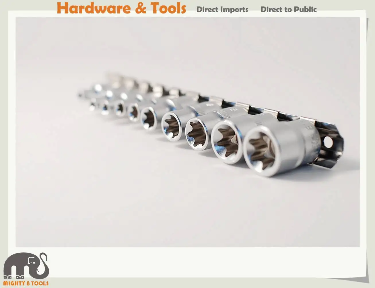 SOCKET Set w//RAIL E4 10pc FEMALE E-TORX Star E18