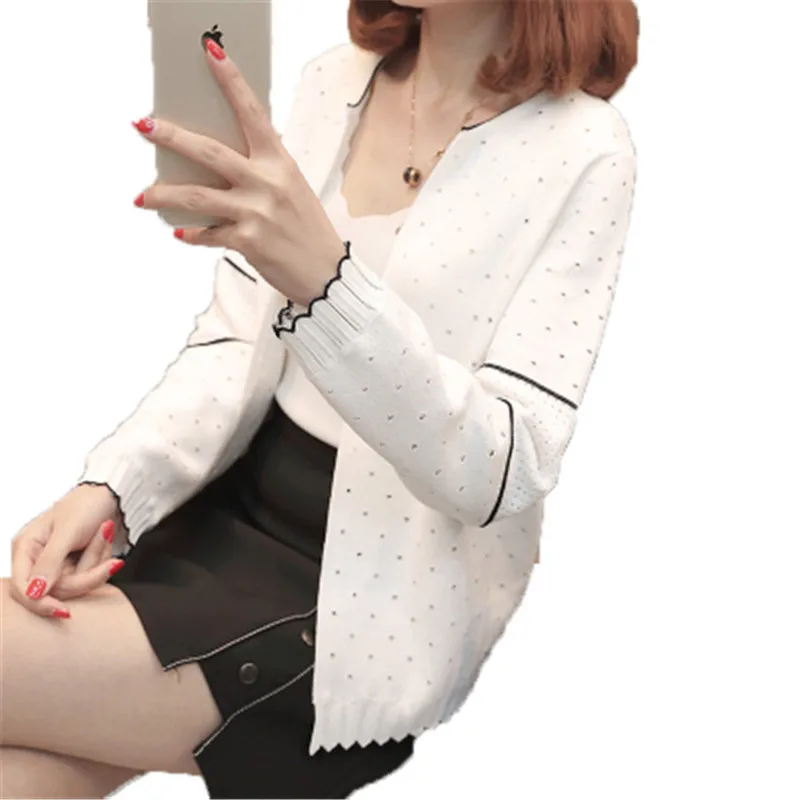 

2019 Summer Girls Cardigan Fashion Knitted Short Women Causal Top Korea White Cardigans Jumper Womens Knitwear Jumper Spring