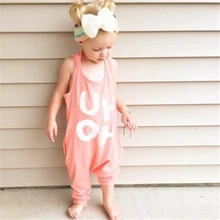 Одежда для малышей для мальчиков и девочек с надписью и принтом комбинезон летний Повседневное комбинезон, брюки, комплекты одежды