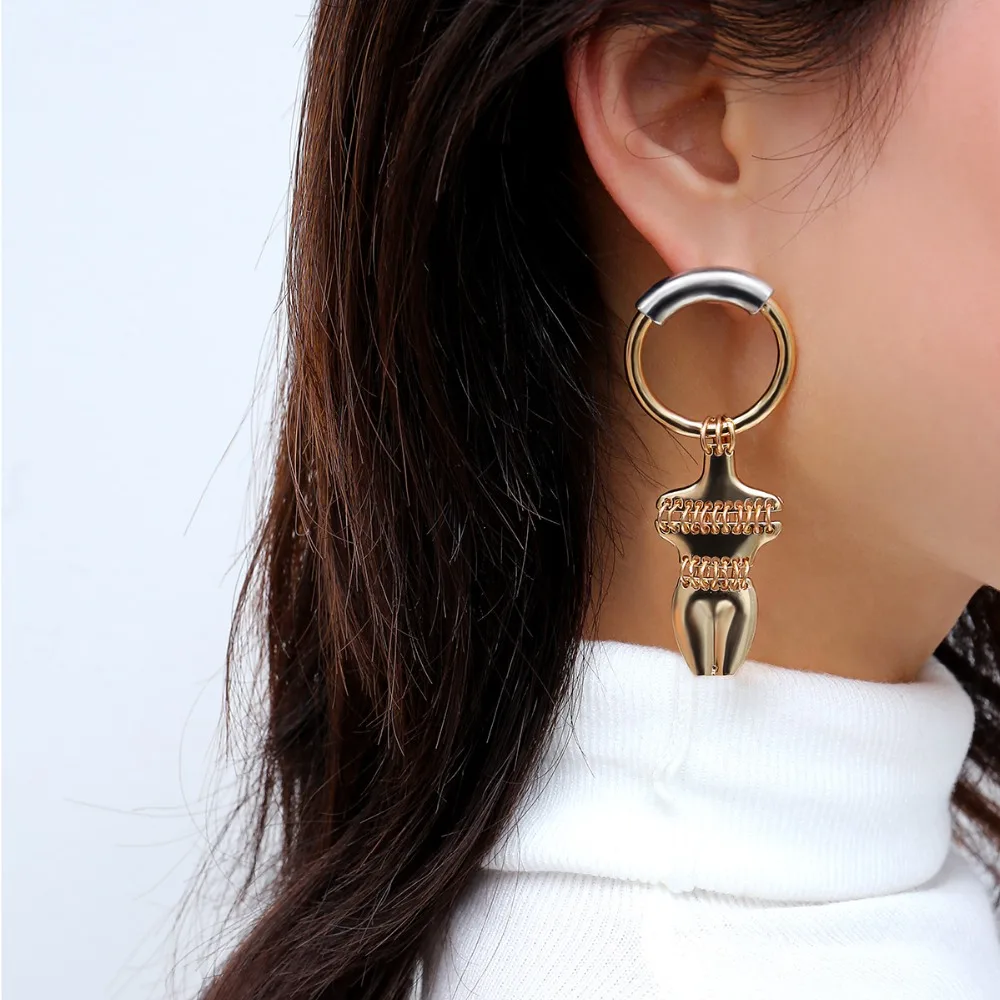 

Rongho 2019 New Bohemia Metal Figure Model earrings for women Gold Hiphop earring femme Show Rock Bijoux