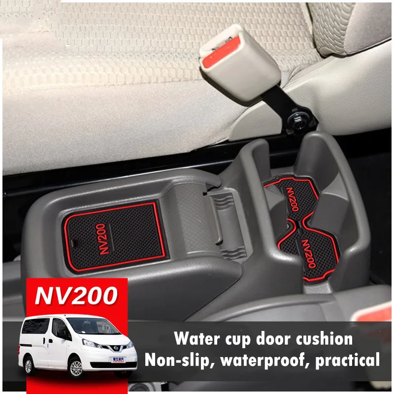 

Car Accessories Gate Slot Pad Rubber Car-cup Interior Cup Cushion Door Mat Cup Stickers Covers For NISSAN NV200 (Year:2010-2016)