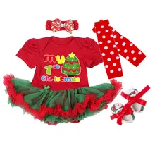 Комплект рождественской одежды для маленьких девочек, коллекция года, нарядная одежда принцессы для девочек, платье+ повязка на голову+ носок+ обувь, костюм для малышей из 4 предметов