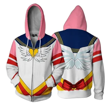 

3D Printing Hoodies Sweatshirt Anime Sailor Moon Tsukino Usagi Unisex Hooded Clothes Tracksuit Zipper Jacket Streatwear Coat