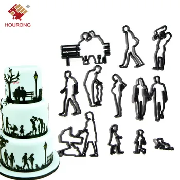 

11pc Plastic Family Cookie Cutter People Woman Man Baby Children Fondant Cutter Baking Figure Cake Mold Cake Decorating Tools