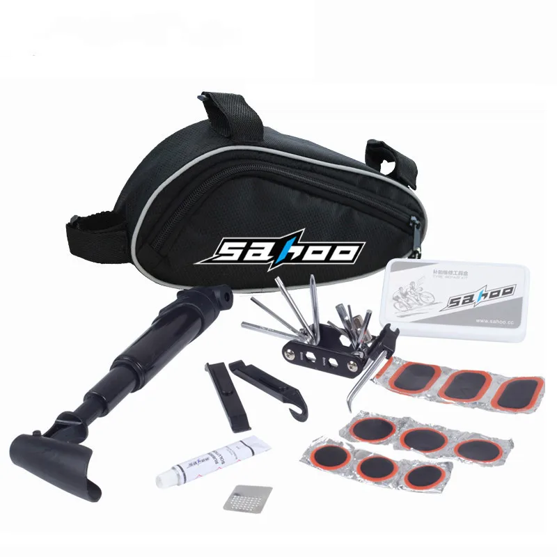 15 in 1 Bicycle Repair Tools Bike Tire Kit Bicycle Pump Puncture Repair Tool Bag