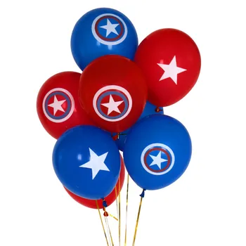 

12pcs/lot 10inch hero Alliance Blue Red Latex Balloons Captain America Shield Globos Classic Hero Theme Birthday Party Decor