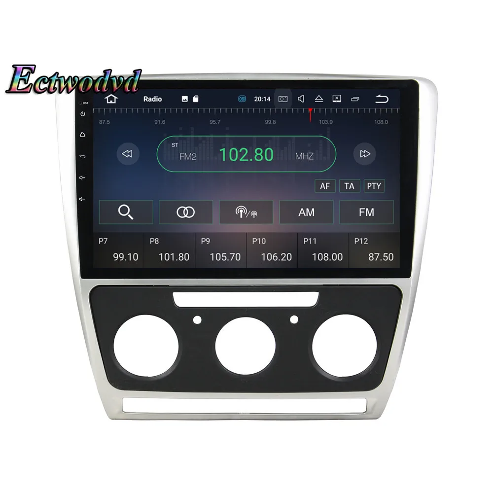 Top Ectwodvd Octa Core 4G+64G Android 9.0 Car Multimedia DVD Player GPS HeadUnit for Skoda Octavia AT 2010 2011 2012 2013- 15
