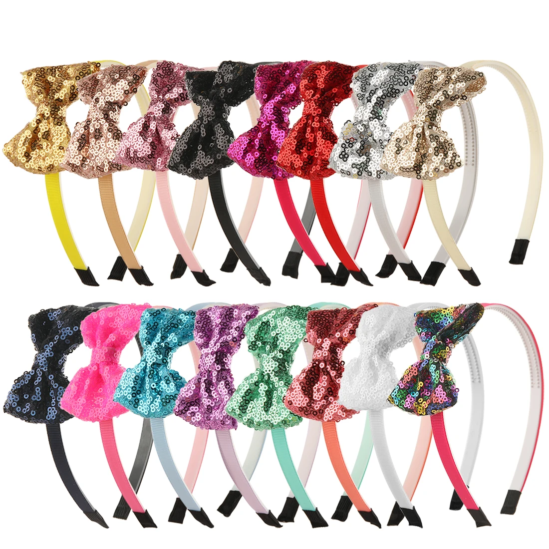 

1 PC Girls Spring Hair Accessories Hair Bows Hairband Glitter Hairbows Sequins Shiny Hairbands 3 Inch Bow Knotted Kid Headhoop
