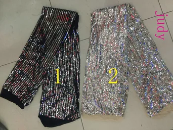 

5yards/bag XX84# 2 color vertical stripe sequins 2018 high quality African fabric for wedding dress fashion stage Free shipping