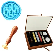 Water Wave Custom Picture Logo Wedding Wax Seal Stamp Sticks Box Set Kit Vintage