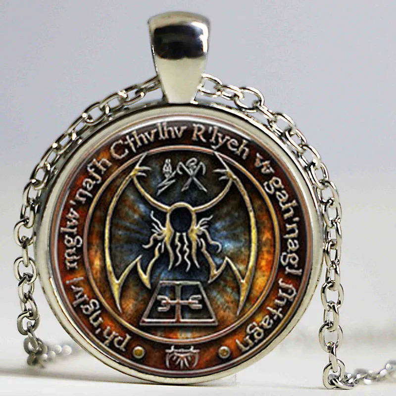 1 шт. Cthulhu R'lyeh Sigil H.P. Ожерелье из стекла с кабошоном Lovecraft|glass cabochon necklace|cabochon