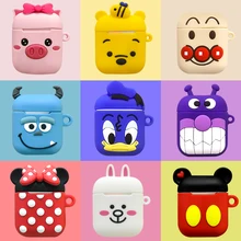 Мультяшные беспроводные bluetooth наушники чехол для Apple AirPods Милые силиконовые зарядки наушники Чехлы для Airpods2 защитный чехол