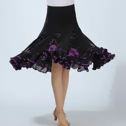 Свободные Цветочные Элегантные блестки повседневная юбка танцевальная одежда для женщин Горячая Латинская танцевальная длинная Пышная