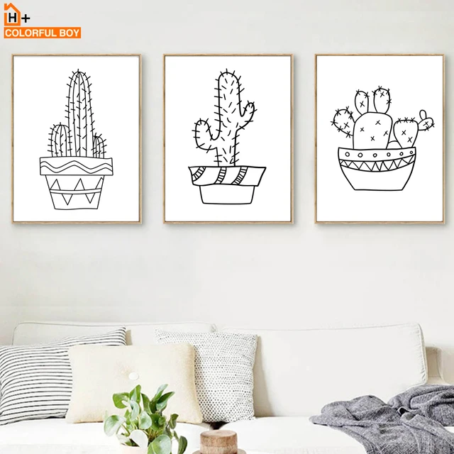 Dibujos Animados Cactus pared arte lienzo pintura carteles nórdicos e