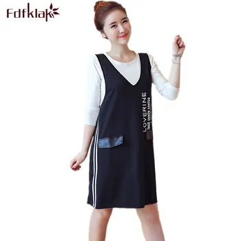 

Fdfklak Casual Crop Top + Vest Dress Two Pieces Set Spring Autumn Dress Women Maternity Dresses Pregnant Pregnancy Clothes