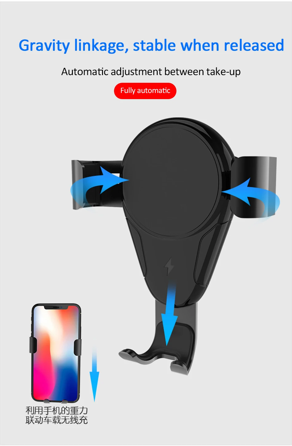 !ACCEZZ 2 in 1 Car Stand Quick Wireless Charger For iPhone 8 X Xiaomi HUAWEI Mount 360 Degree Sticky ABS Phone Wireless Charging (4)