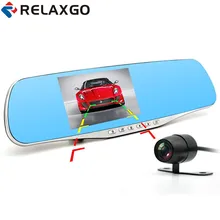 Relaxgo 4.3″car dvr full hd 1080p video recorder rearview mirror car camera parking dual lens dash cam night vision black box