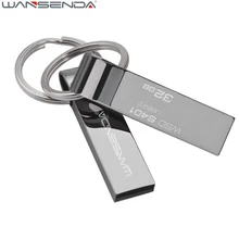 Wansenda Водонепроницаемый USB Flash Drive металлическая ручка привода 4 ГБ 8 ГБ 16 ГБ 32 ГБ 64 ГБ флешки USB флэш-диск с брелок