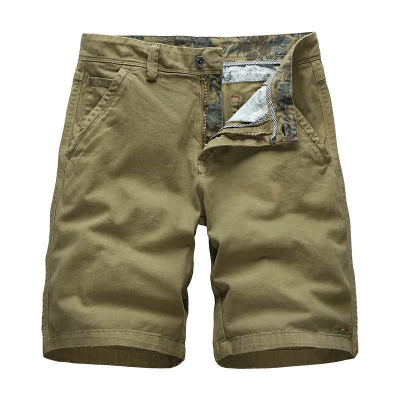 

2019 New Summer Men's Casual Shorts 100% Cotton Zipper Cargo Shorts breeches Male Long Army Green Khaki Mens Tactical Shorts