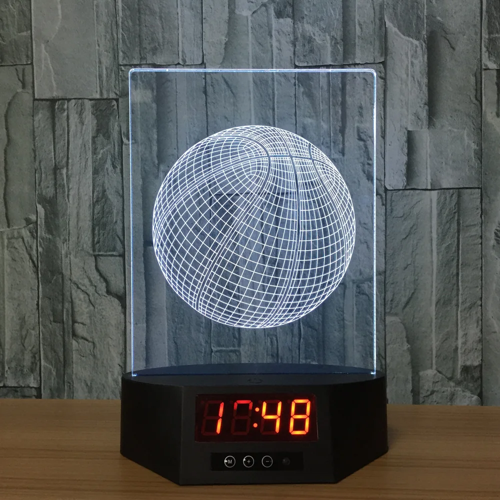 

3d Basketball led perpetual calendar night light 7 color remote control touch creative gifts crystal table lamp