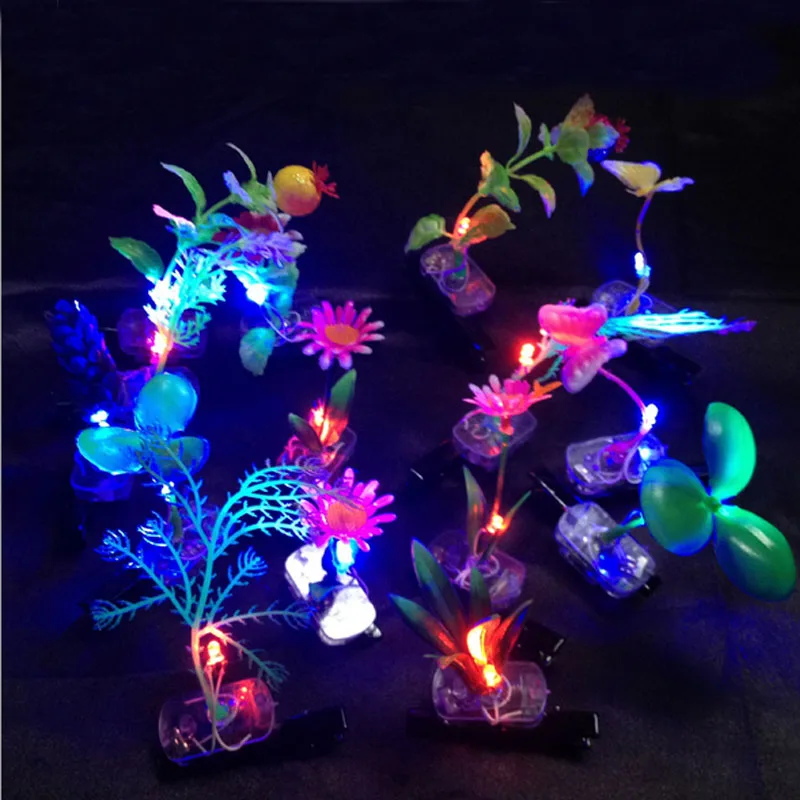 

Women Girls LED Flashing Light Up Brooch Hair Pins Hair Clip Rave Glow Party Decoration Wedding Birthday Gift
