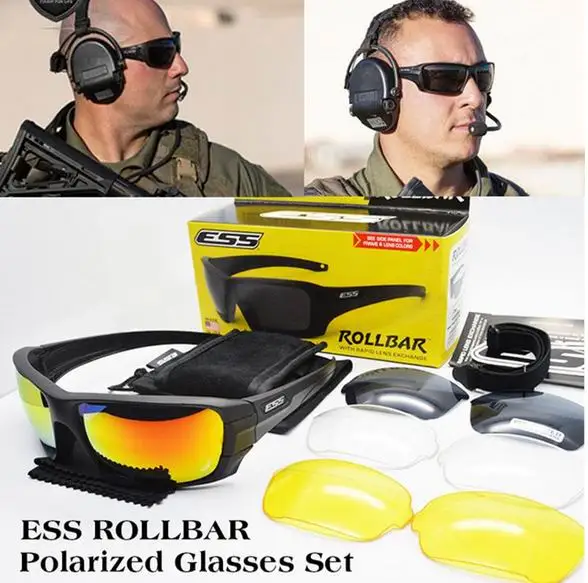 ESS ROLLBAR Polarized Tactical Out door Sunglasses UV protection Military Glasses TR90 Army Google Bullet proof