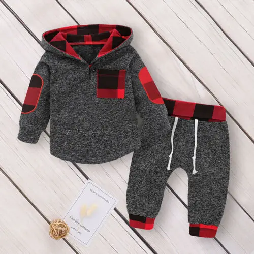 

PUDCOCO Baby Boy Girls Unisex Clothes Warm Hooded Sweatshirt+Pants Outfits 0-3T
