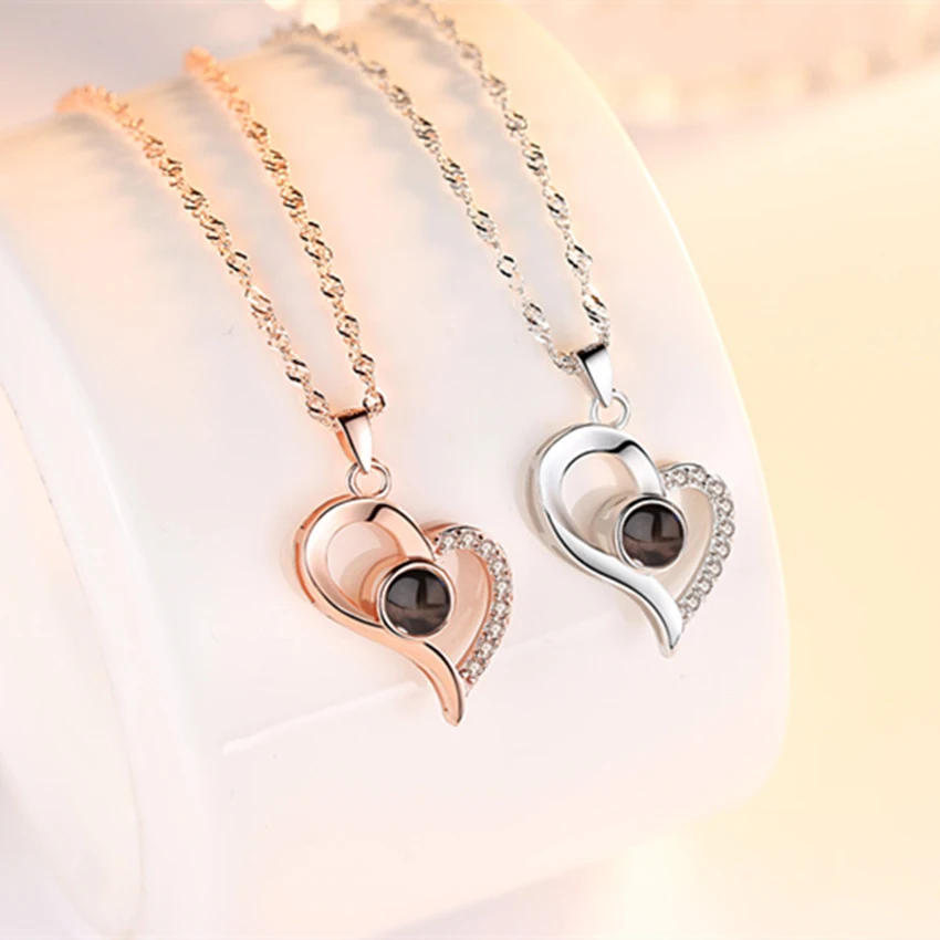 

Couple Lovers Hot 100 Languages I love you Projection Pendants For Women Romantic Choker Necklaces Wedding Gift Dropshipping