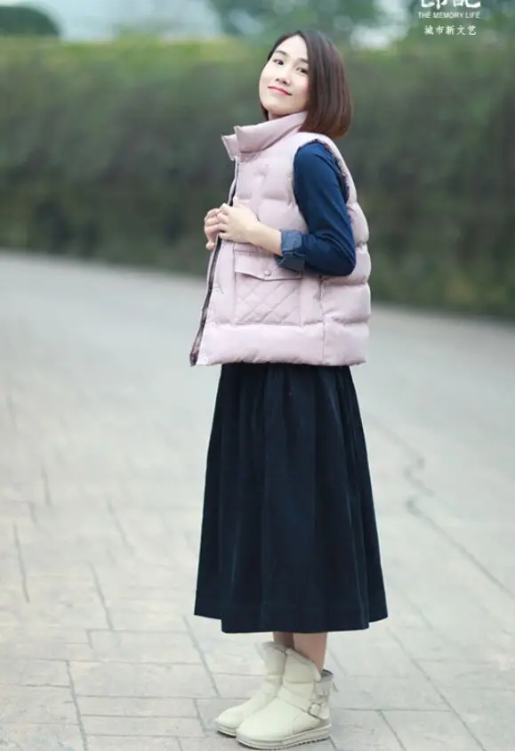 Literature Plus Size Style Corduroy Skirt Mid-length Vintage Loose A-line Type Skirt Elastic Waist Pleated Bubble Long Skirt 8