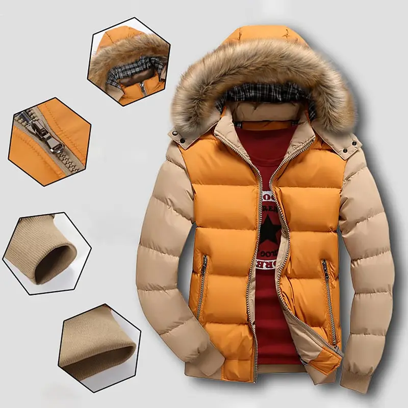 Утолщенное теплое зимнее Мужское пальто с хлопковой подкладкой, модная куртка со съемным капюшоном на молнии, Мужская одежда, новинка, мужские парки, зимняя куртка