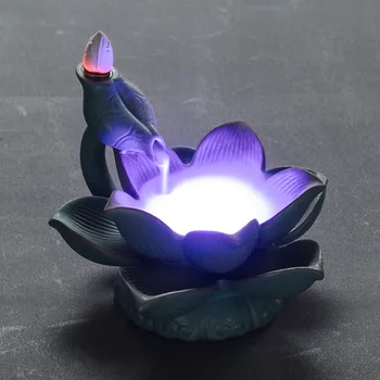 

Lotus Lamp Back Incense Holder Quemador De Incienso Home Decoration Accessories Waterfall Incense Bruleur Bougie Figurines