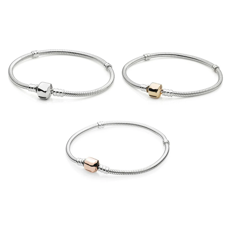 

Signature Charm Bracelets for Women & Men Fine Snake Chain Classic Signature Clasp 925 Sterling Silver Bracelets Jewelry