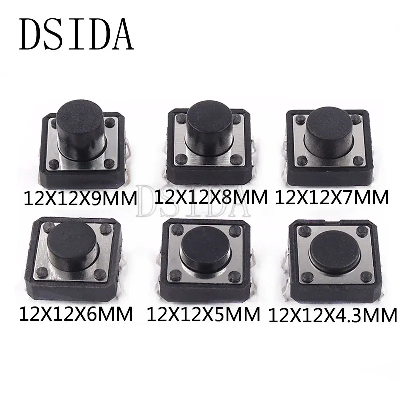 

10PCS PCB Tactile Tact Mini Push Button Switch DIP 4pin Micro switch 12*12*4.3/5/6/7/8/9 MM 12X12X4.3MM 5MM 6MM 7MM 8MM 9MM