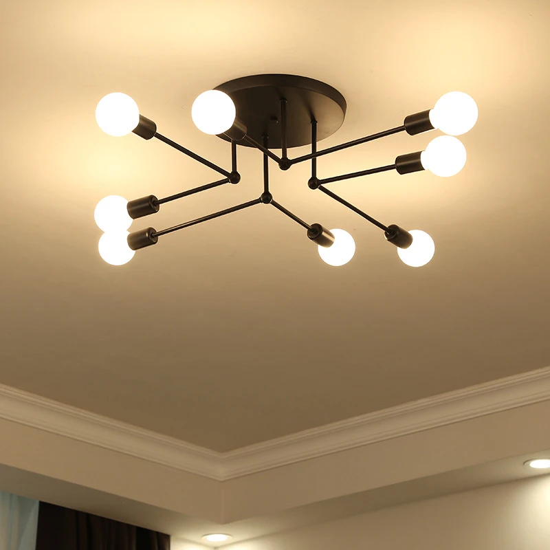 

Retro Industrial Wind art Pipe Wrought Iron Ceiling Light personality creative 6/8 Heads E27 Ceiling Lamp for Home Restaurant