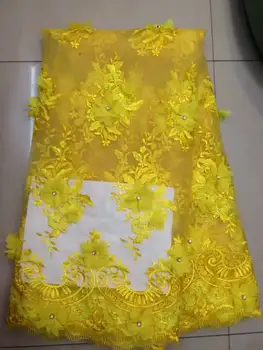 

Latest French Lace 3D Flower Embroidered Tulle Lace Fabric African 3d Flower Design High Quality Nigeria Net Lace With Bead A