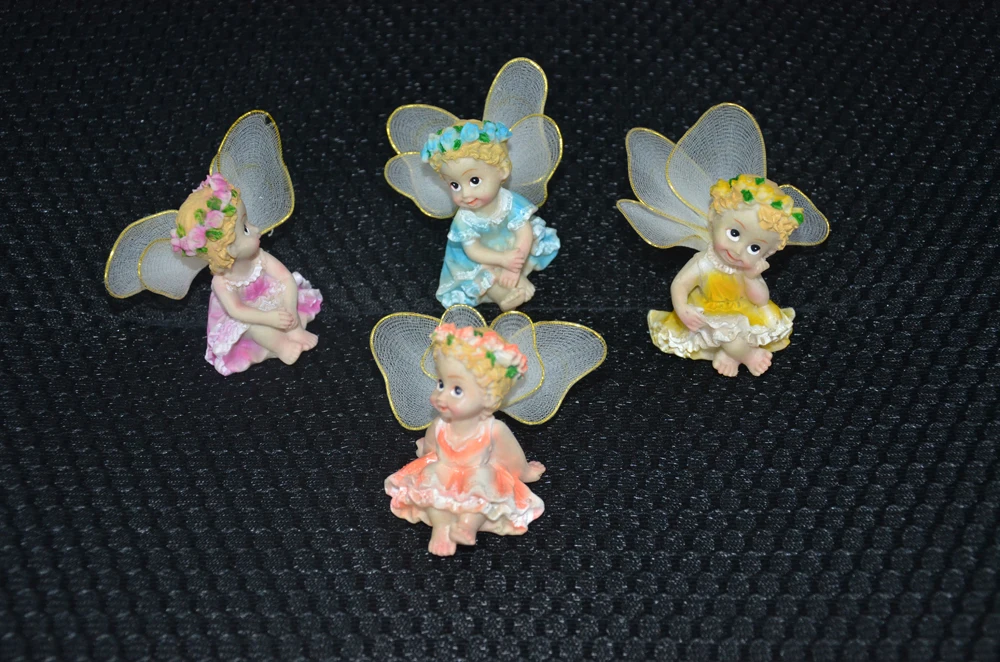 

4 Pcs Mini Resin Angels Fairy Garden Ornament Decoration Resin Bonsai Terrarium Figurines Flower Angels Garden Home Toys Gifts