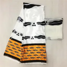 Атласная шёлковая ткань 4+ 2 ярдов/партия colorfast Nigrian дизайнерская парафинированная ткань с кружевом узор атласная шёлковая ткань для одежды TJ022503