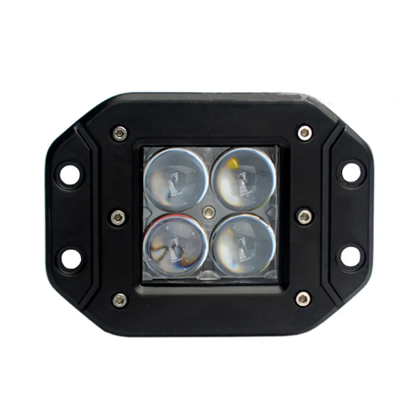 

ECAHAYAKU 1pcs 4inch 12W Led Work Light Pods Flush Mount Offroad Truck SUV 4WD Spot Driving Dually Light CUBE POD Square 4x4 4WD