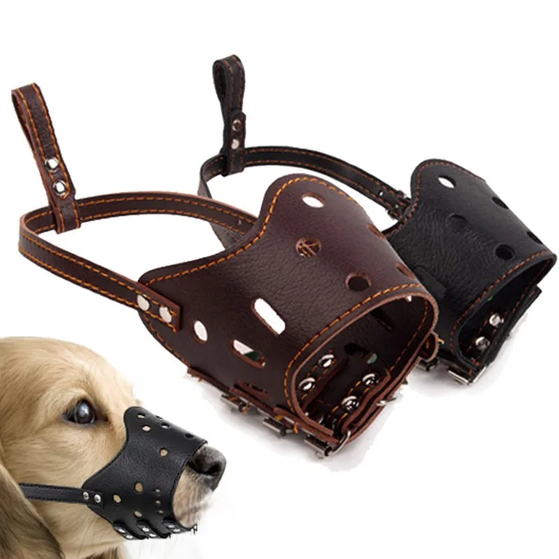 

Fashion Soft PU Leather Adjustable Dog Prevention Bite Masks Anti Bark Bite Mesh Soft Mouth Muzzle Grooming Chew Stop For dogs
