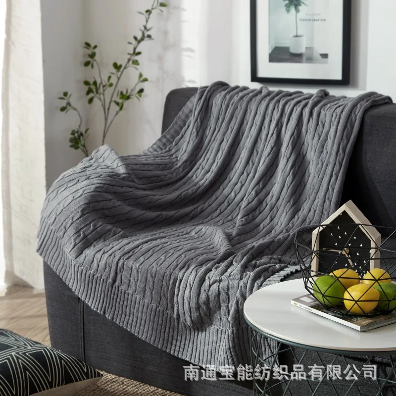 

100% skin-friendly cotton knitted blanket,European style sofa blanket, office lunch break blanket,Baby care