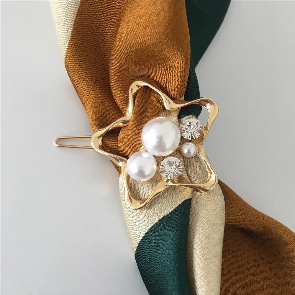 

TRENDY WOMEN HAIRPINS GOLD COLOR PLATING HEART ROUND STAR SHAPE WITH PEARL CLEAR STONE HAIR PINS