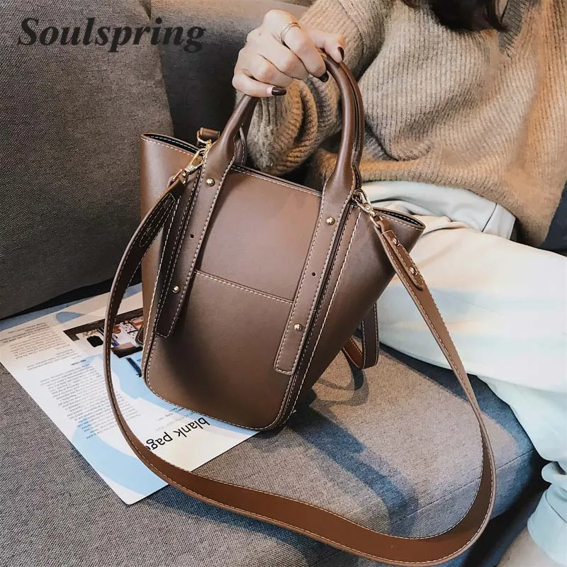 

Bucket Bag 2019 New Hot Vintage Tote Bag All-match Composite Handbagsset Bags Large Capacity Single Shoulder Bags For Women Sac