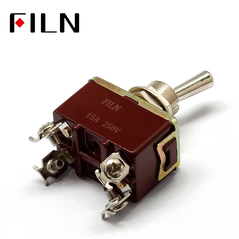 AC 250V 15A Amps OnOff Toggle Switches 2 Position DPST 4 Screw Terminals Electric Switch For Switching Lights Motors (4)